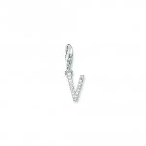 Image of Charmista White Zirconia Letter V Charm Pendant 1959-051-14