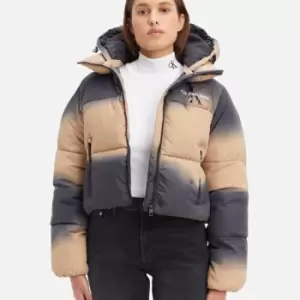 Image of Calvin Klein Hooded Gradient Shell Puffer Jacket