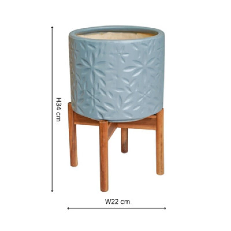 Image of Ivyline Aspen Flower Dusty Blue Planter H34Cm D22Cm