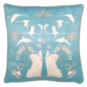 Image of Colony Palm Botanical Cushion Blue