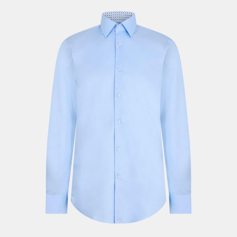 Image of Boss Mens H Hank Kent Long Sleeve Oxford Shirt Pastel Blue male 15 inch