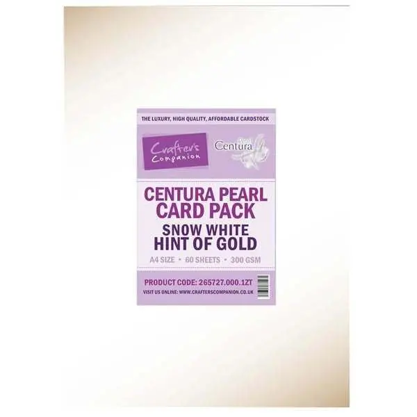 image of Crafter's Companion Centura Pearl A4 Card Snow White Hint of Gold Pack of 50