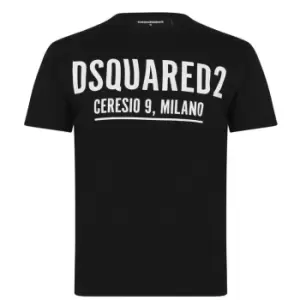 Image of DSquared2 DSquared2 Address Logo T Shirt - Black