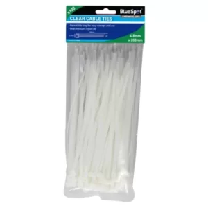 image of 100 Piece 4.8MM X 200MM White Cable Ties