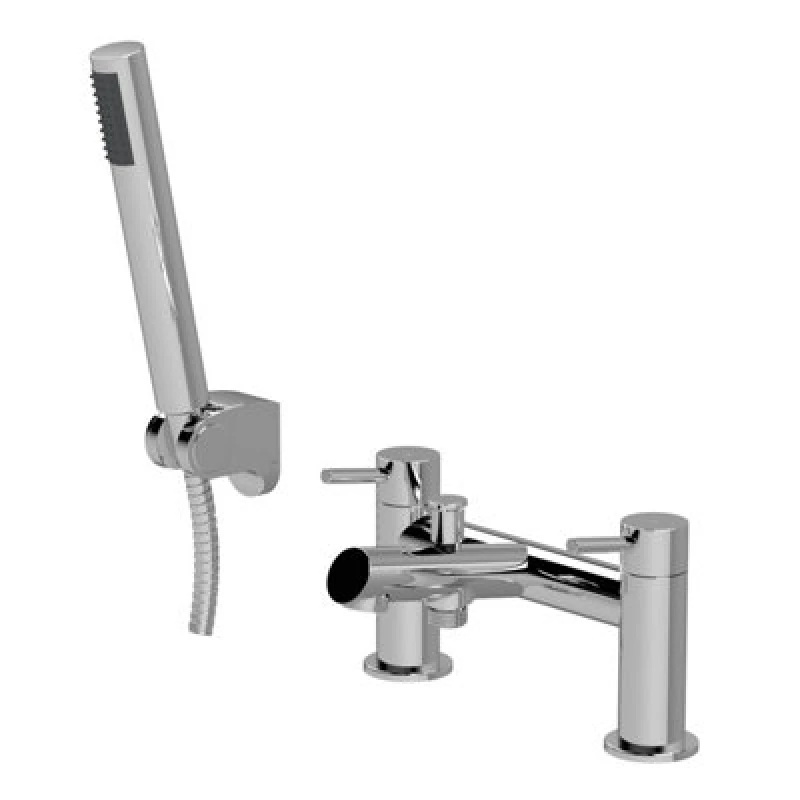 Image of Balterley Round Minimalist Bath Shower Mixer Tap with Shower Kit Chrome Silver