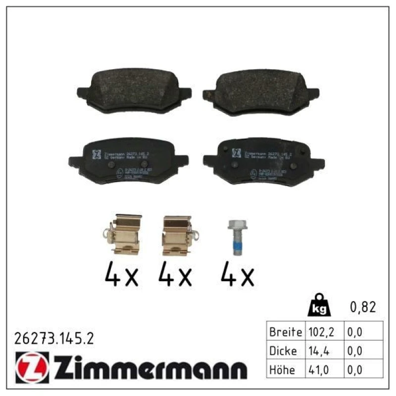 Image of ZIMMERMANN Brake pad set ZIMMERMANN 26273.145.2