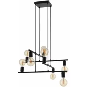 Image of Pendant Ceiling 8 Bulb Light Colour Black Up & Down Bulb Holders Bulb E27 8x40W