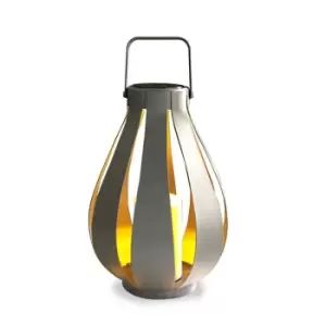 image of Callow Silver Solar Pear Shaped Lantern with LED Candle