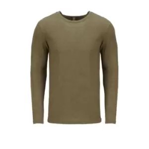 Image of Next Level Adults Unisex Long Sleeve Tri-Blend Crew T-Shirt (S) (Military Green)