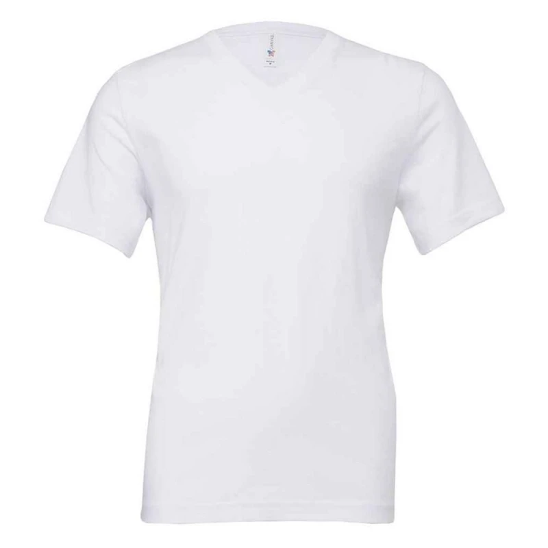 Image of Bella + Canvas Mens Jersey V Neck T-Shirt in White Size: Medium White Male M
