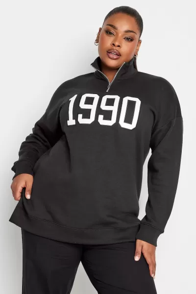 Image of Yours Printed Quarter Zip Sweatshirt Black