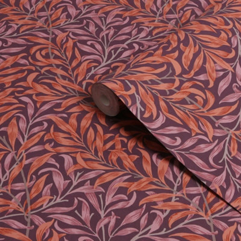Image of William Morris Gallery Collection Plum Willow Bough Smooth Wallpaper