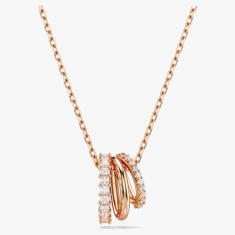 Image of Swarovski Womens Hyperbola Rose Gold Plated Zirconia Necklace 5701494 Rose Gold Female One Size