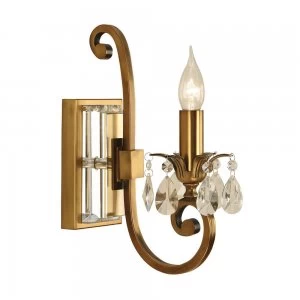 Image of 1 Light Indoor Candle Wall Light Antique Brass, E14