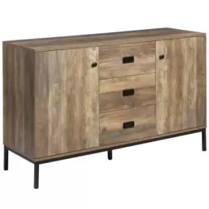 Image of HOMCOM Industrial Sideboard, Storage Cabinet, Accent Cupboard with Drawers, Adjustable Shelves for Kitchen, Dining Room, Living Room, Distressed Brown