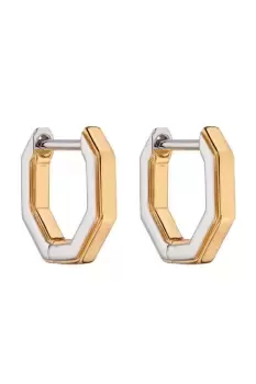 image of Recycled Sterling Silver & Gold Plate Octagon Huggy Hoop Earrings