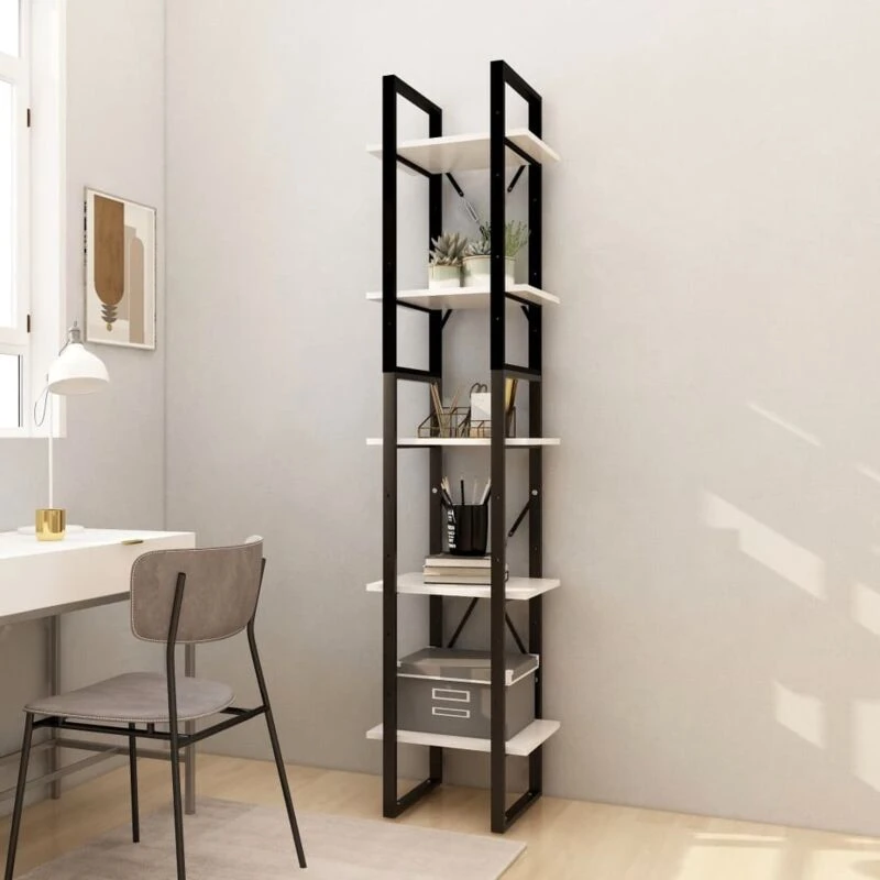 Image of VIDAXL 5-Tier Book Cabinet White 40x30x175cm Pinewood vidaXL 8720286649305