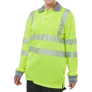 Image of BSeen XXXXLarge High Visibility Executive Long Sleeve Polo Shirt Yellow