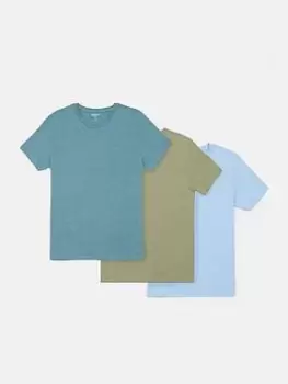 Image of Burton Menswear London Burton 3 Pack Regular Fit T-Shirt, Blue, Size L, Men