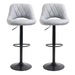 Two Neo Grey Leg Faux Leather Barstool With Matt Black Leg