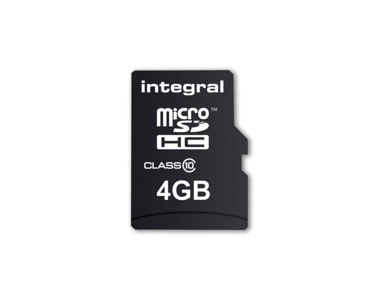 Image of Integral 4GB MICRO SDHC MLC FLASH CL10 20 MB/S + ADAPTER
