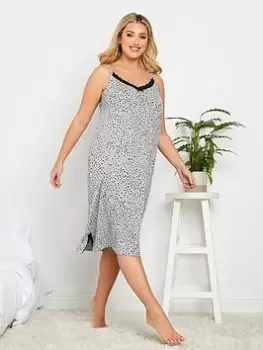 Image of Yours Random Spot Lace Split Chemise, Grey, Size 14-16, Women