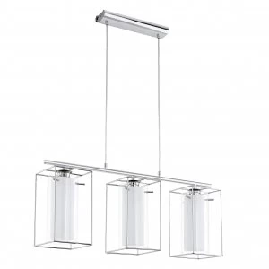 EGLO ES/E27 Loncino 1 Chrome Clear Glass Pendant Light 3x60W - 94378