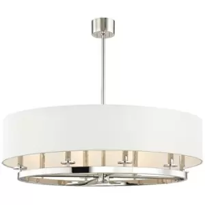 image of Hudson Valley Lighting - Durham 8 Light Island Light Polished Nickel, Linen