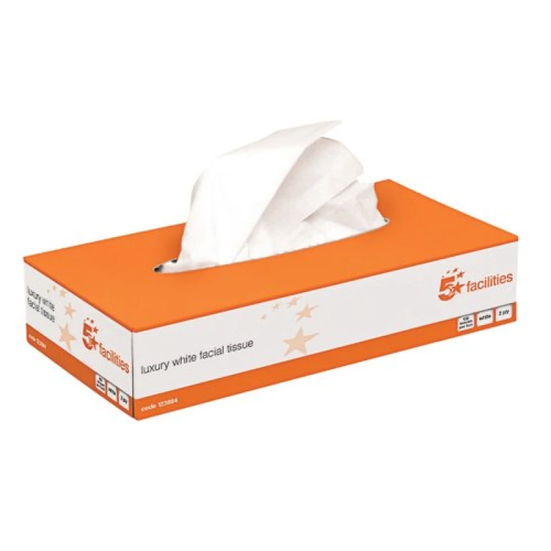 Image of 5 Star Facilities Luxury Facial Tissues Box 2-Ply 100 Sheets White (Pack of 36)