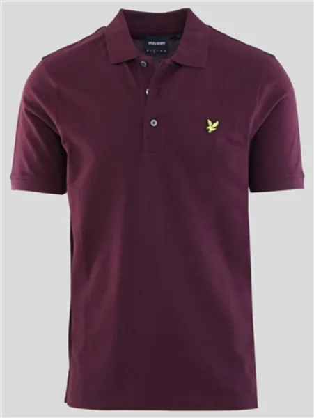Image of Lyle & Scott Mens Plain Organic Cotton Polo Shirt XL - Chest 42-44' (106-111cm) Burgundy LYL113-Z562-XL