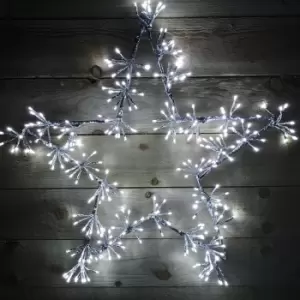 image of 78cm Cool White 300 LED Window Star Silhouette Lit Outdoor Christmas Decorations