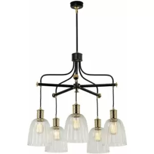 Image of Loops - 5 Bulb Chandelier LIght Black Highly Polished Brass LED E27 60W