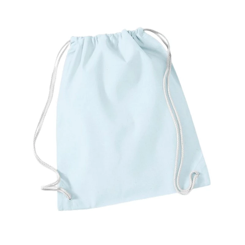 Image of Westford Mill Mens Cotton Drawstring Bag in Mid Blue Mid Blue Male