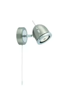 Image of Palmer 1 Light Indoor Adjustable Wall Spotlight Satin Silver Chrome GU10
