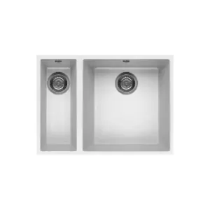 Image of Reginox Elleci Quadra Kitchen Sink 1.5 Bowl Undermount White Granite Waste