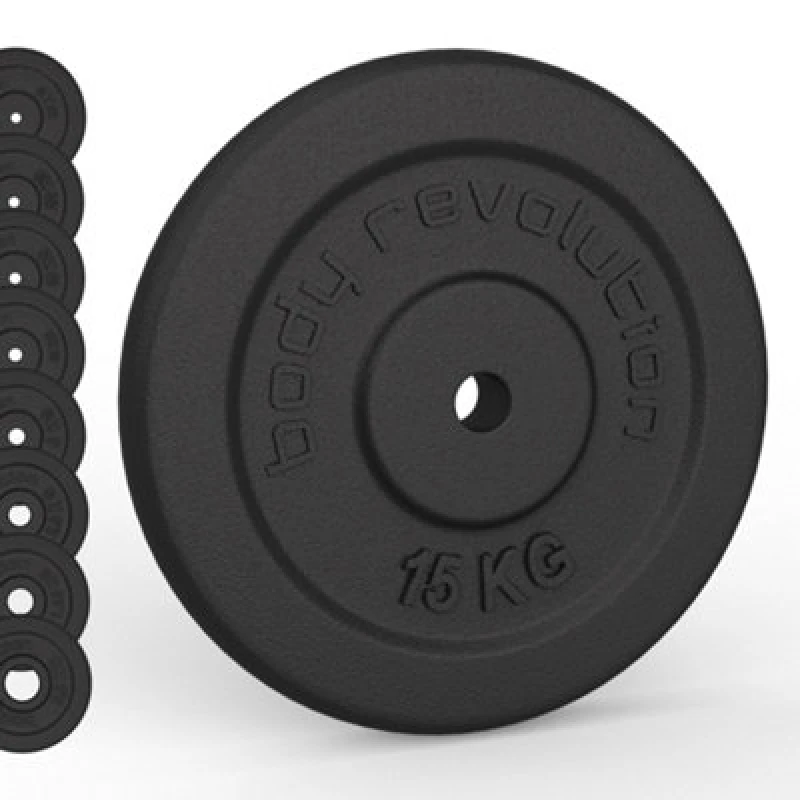 Image of Body Revolution Solid Cast Iron Weight Plates - Set For 1 Inch/25Mm Barbells and Dumbbells - Strength Training and Body Building Equipment For Men