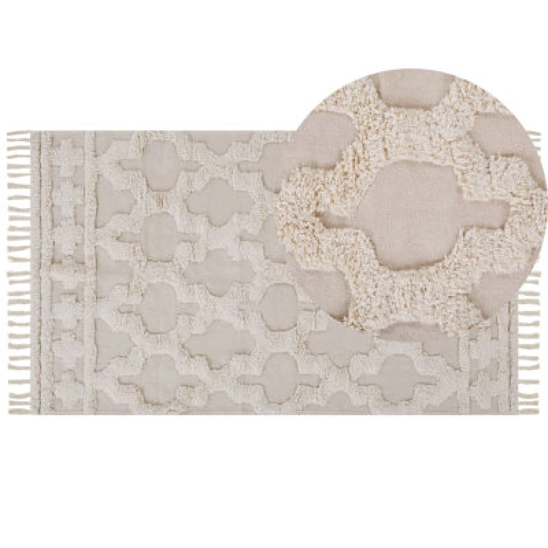 Image of Beliani Rug Suluova Beige 80 X 150 Cm Cotton