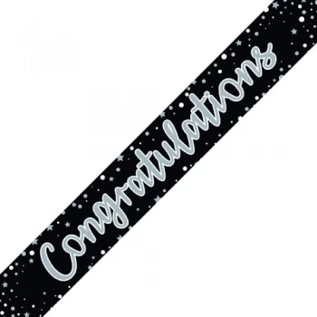 image of Congratulations Banner BlackSilver Pack of 6 6837-CONG