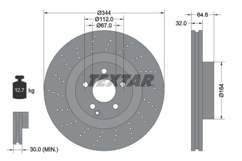 Image of Brake disc TEXTAR 92224605