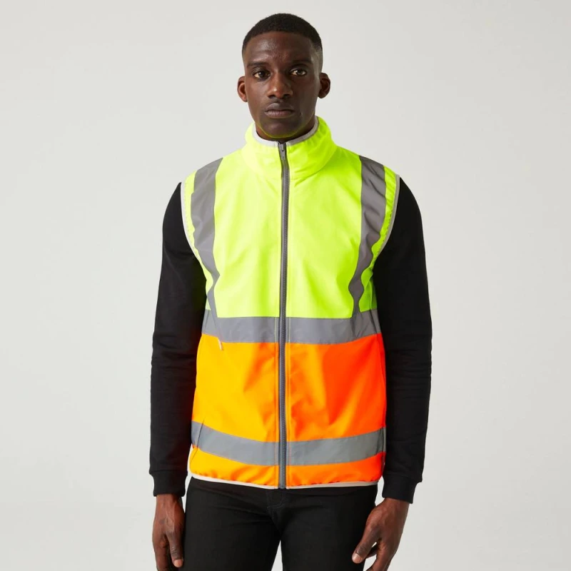 Image of Regatta Mens Hi-vis Full Zip Gilet in Bright Yellow Size: Small Bright Yellow Male S