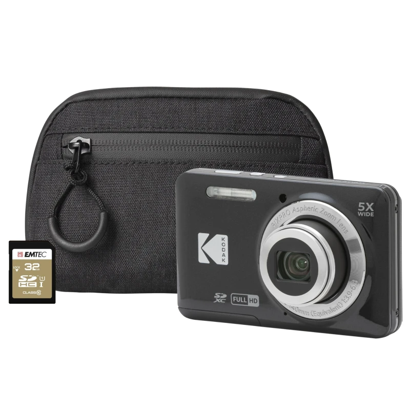 Image of Kodak PIXPRO FZ55 16MP 5x Zoom Compact Camera - Black - Camera + 32GB