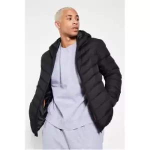 Image of I Saw It First Mens Hooded Padded Jacket - Black