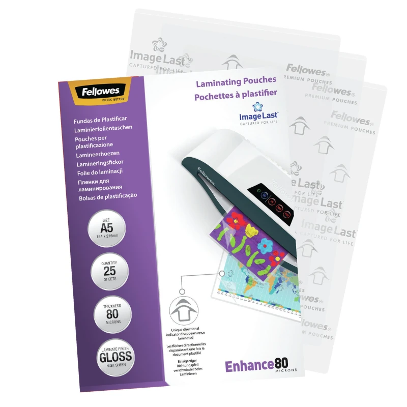 Image of Fellowes Fellowes ImageLast A5 80 Micron Laminating Pouch - 25 pack 5396003
