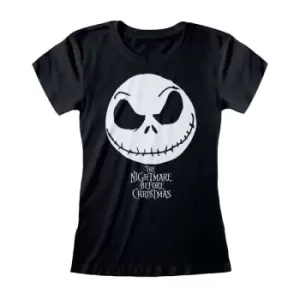 image of Nightmare Before Christmas - Jack Face Womens Small T-Shirt - Black