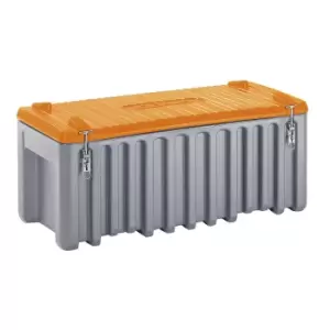 image of CEMO Universal box made of polyethylene, capacity 250 l, max. load 200 kg, grey / orange