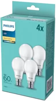 Image of Philips 9W LED B22/BC Bayonet Warm White 2700K (Pack of 4)