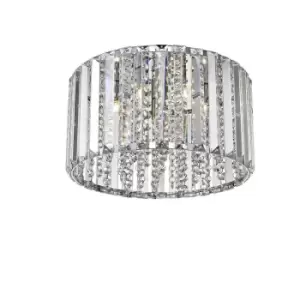 image of Impex Diore 4 Light Flush Ceiling Light Chrome Crystal