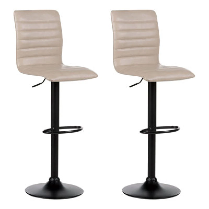 Image of Beliani Set Of 2 Bar Chairs Lucerne Faux Leather Swivel Light Beige