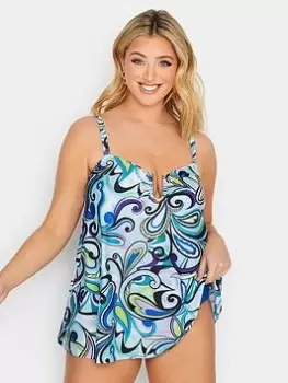 Image of Yours Retro Swirl Metal Trim Tankini, Black, Size 14, Women