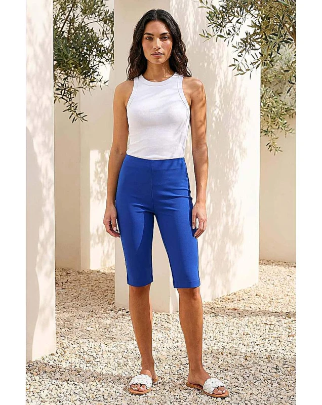 Image of Roman Originals Roman Knee Length Elastic Waist Shorts Royal Blue - Roman Originals - Size: 12 Royal Blue Female 12 DB54151